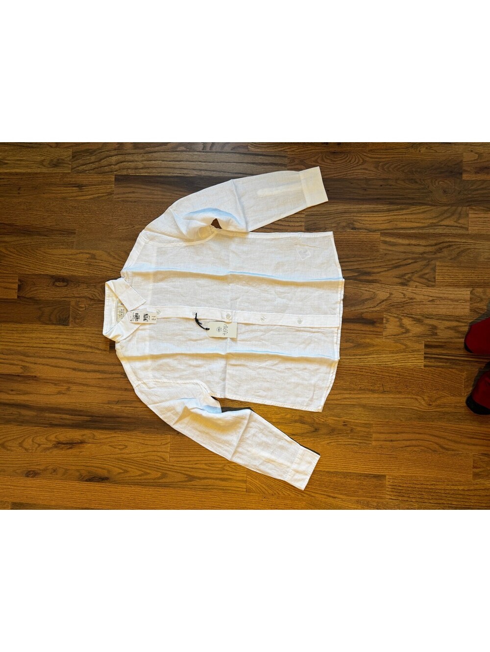 Abercrombie & Fitch White Linen Long-Sleeve Shirt — Size M
